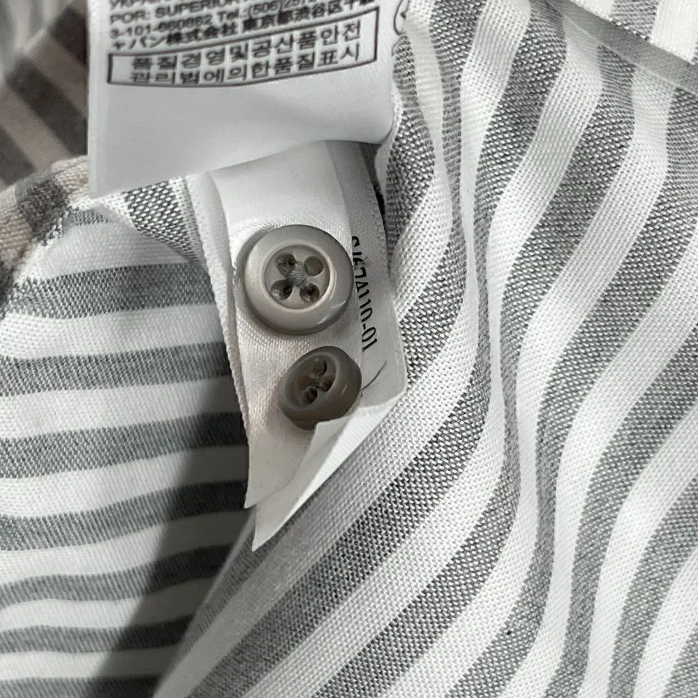 Banana republic button down shirt mens large gray white stripe NEW